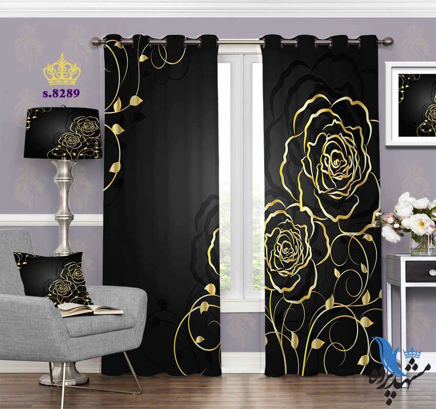 punch-curtain-fantasy-s-8289 پرده پانچ فانتزی طرح گل و برگ کد S8289