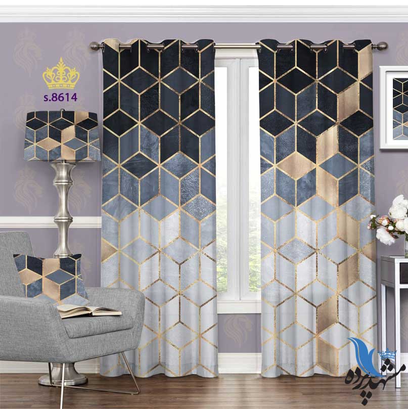 punch-curtain-fantasy-s-8614 پرده پانچ فانتزی طرح مکعب های کوچک کد S8614