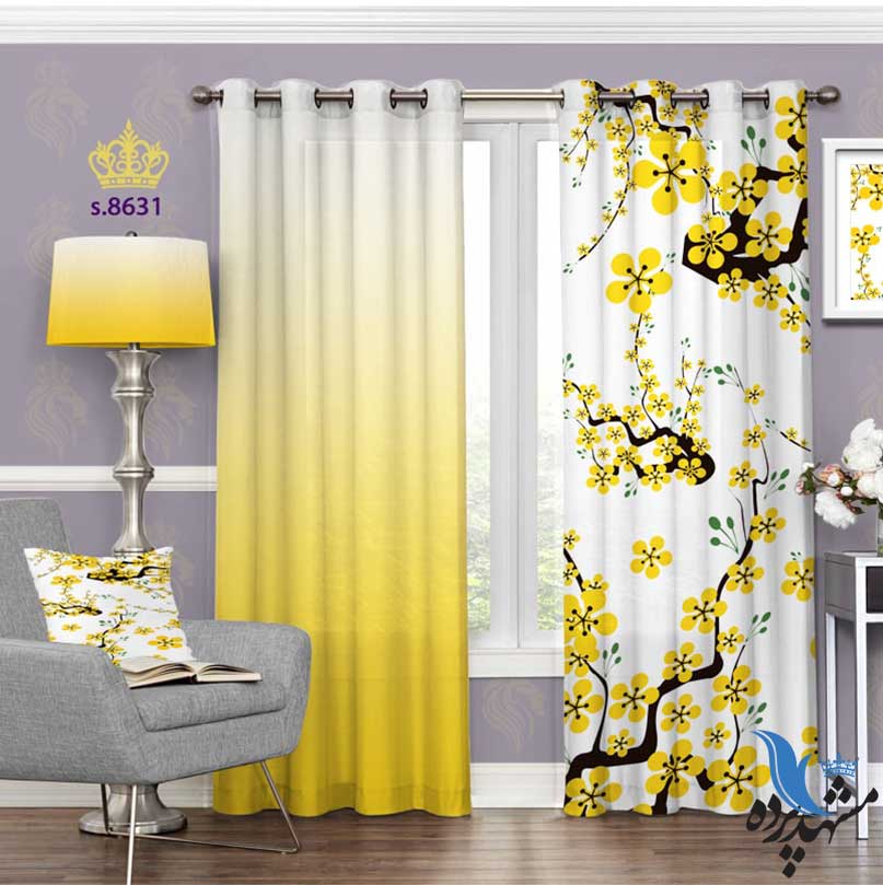 punch-curtain-fantasy-s-8631 پرده پانچ فانتزی طرح شاخه و شکوفه کد S8631
