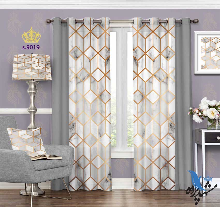 punch-curtain-fantasy-s-9019 پرده پانچ فانتزی طرح تلفیقی مکعب های کوچک و ساده کد S9019