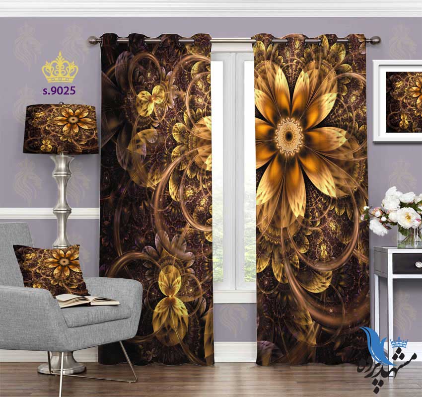 punch-curtain-fantasy-s-9025 پرده پانچ فانتزی طرح گل آتشین کد S9025