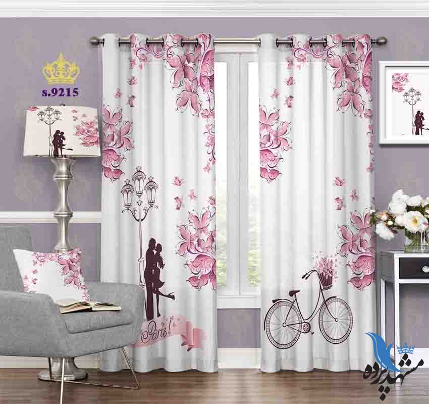 punch-curtain-fantasy-s-9215 پرده پانچ فانتزی طرح عاشقانه دختر و پسر و دوچرخه کد S9215