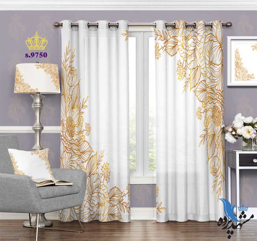 punch-curtain-fantasy-s-9750 پرده پانچ فانتزی طرح ساده با حاشیه های گلدار کد S9750
