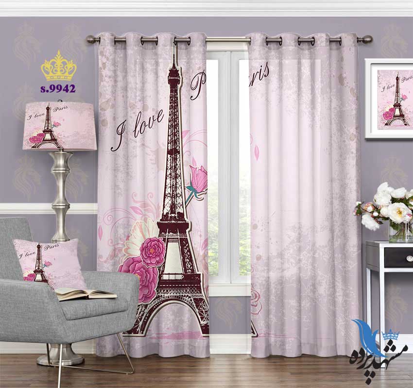 punch-curtain-fantasy-s-9942 پرده پانچ فانتزی طرح برج ایفل کد S9942