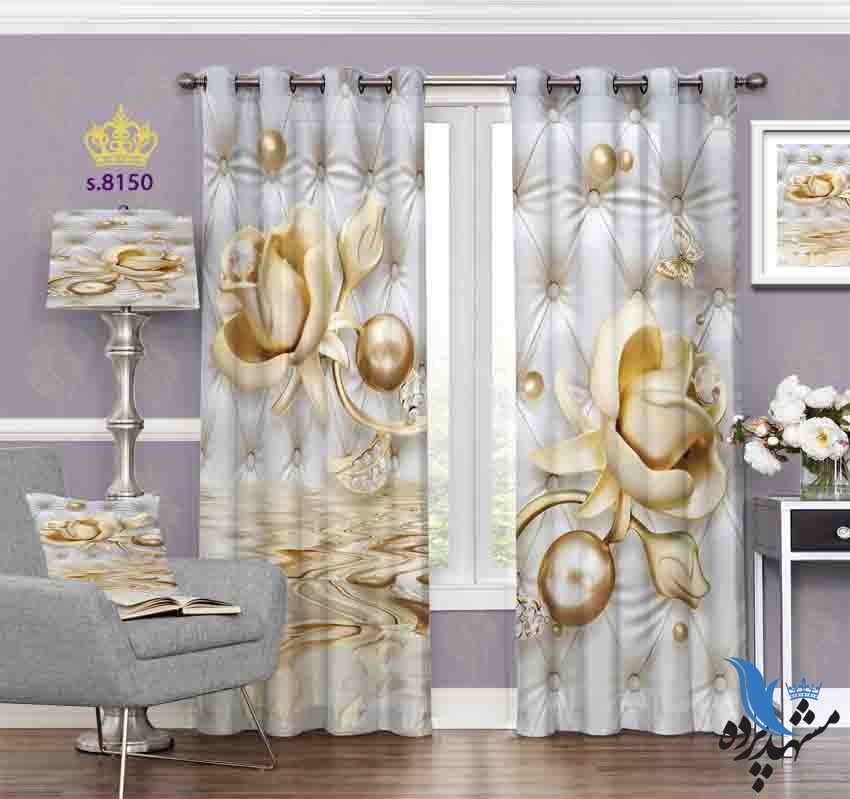 punch-curtain-flower-s-8150 پرده پانچ طرح گل های سه بعدی کد S8150