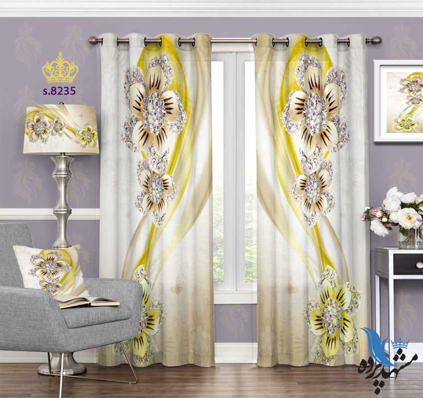 punch-curtain-flower-s-8235 پرده پانچ طرح گل های فانتزی سه بعدی کد S8235