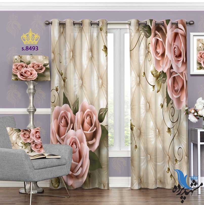punch-curtain-flower-s-8493 پرده پانچ طرح گل سه بعدی کد s8493