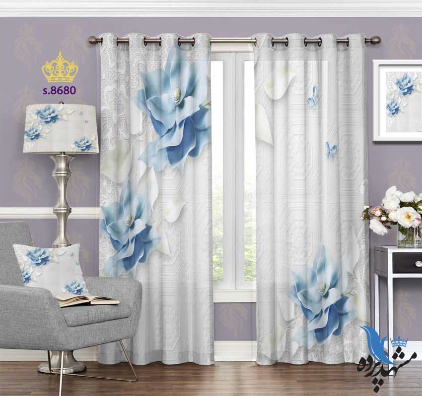 punch-curtain-flower-s-8680 پرده پانچ طرح گل و پروانه های ریز کد s8680