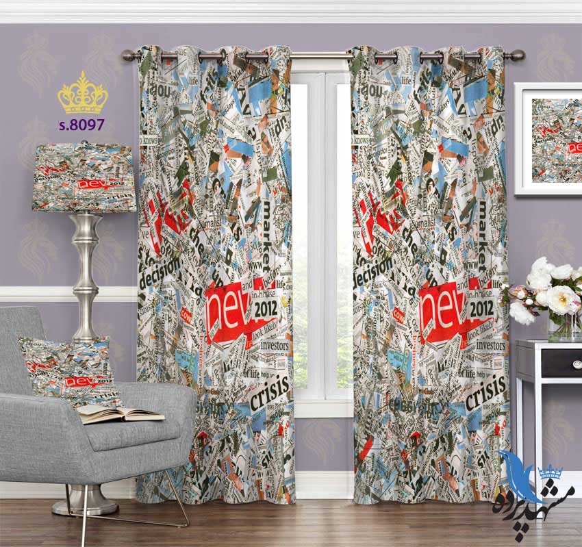 punch-curtain-modern-s-8097 پرده پانچ مدرن طرح تیتر نوشته کد s8097