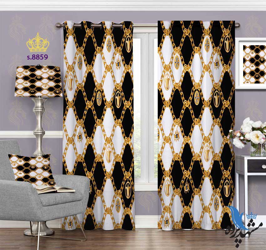 punch-curtain-modern-s-8859 پرده پانچ مدرن طرح لوزی کد s8859