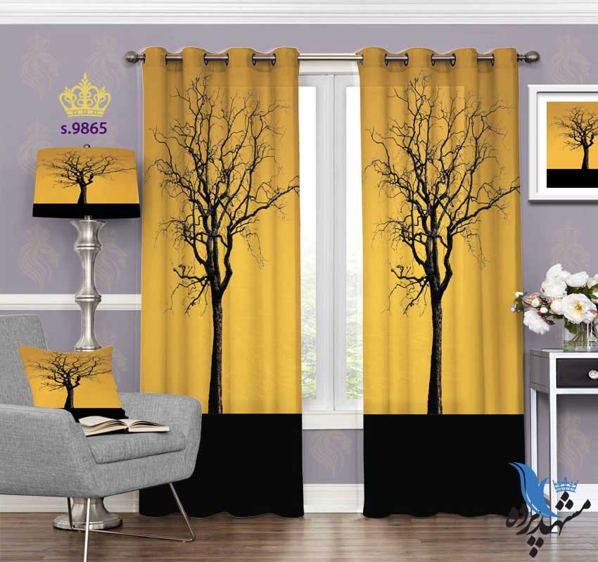 punch-curtain-modern-s-9865 پرده پانچ مدرن طرح درخت کد s9865