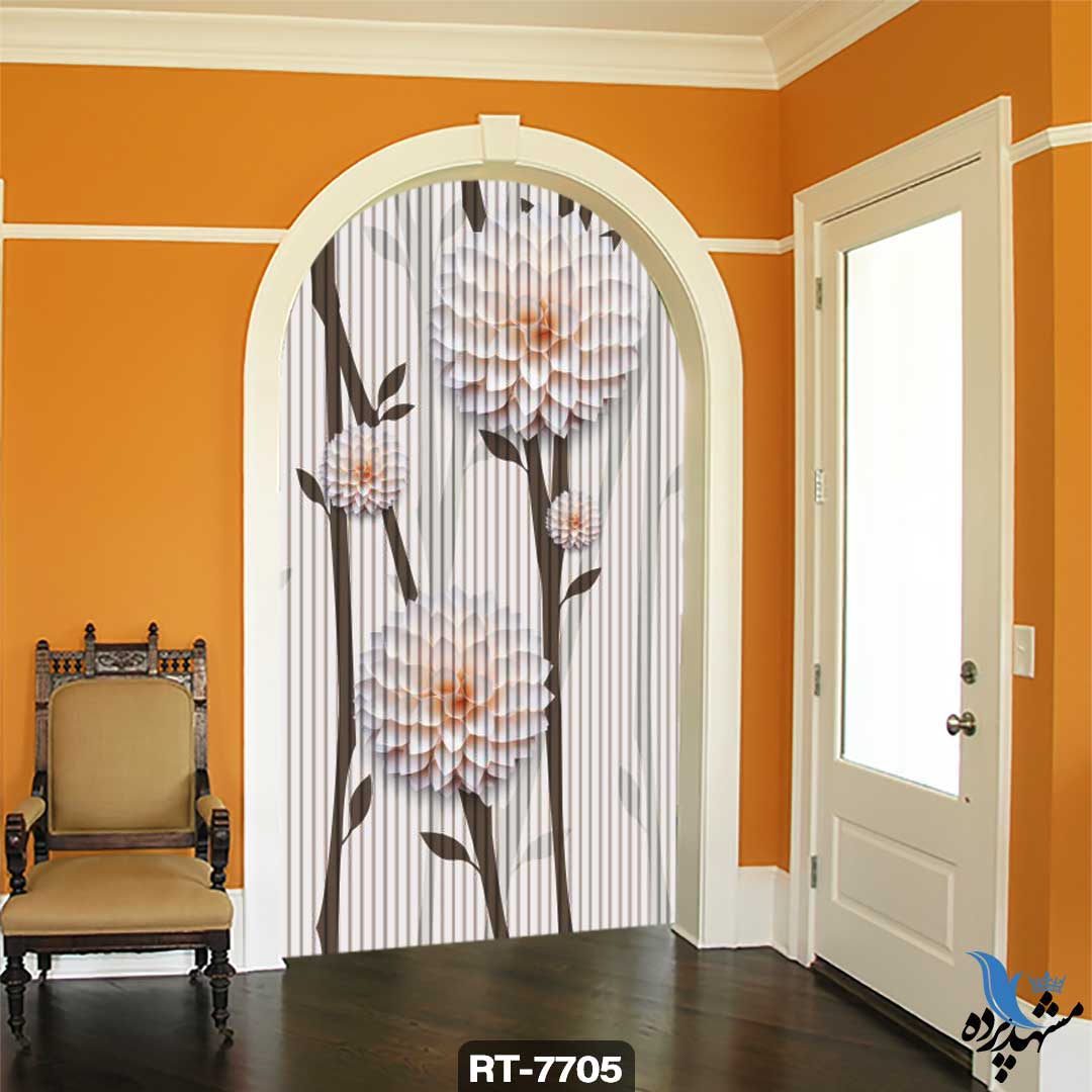 shershereh-flower-rt-7705 پرده ریسه شرشره تصویری طرح گل و شاخه کد RT7705
