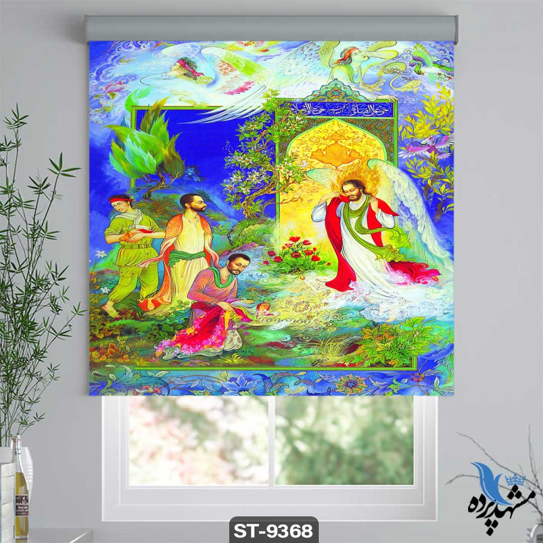 shaderoll-curtain-miniature-st-9368 پرده شیدرول تصویری طرح نقاشی مینیاتوری مردان کد ST9368