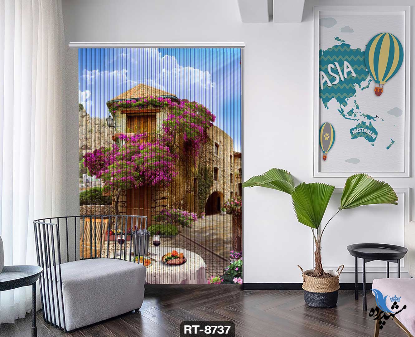 shershereh-nature-rt-8737 ریسه شرشره تصویری طرح خانه سنتی کنار کوه کد RT8737