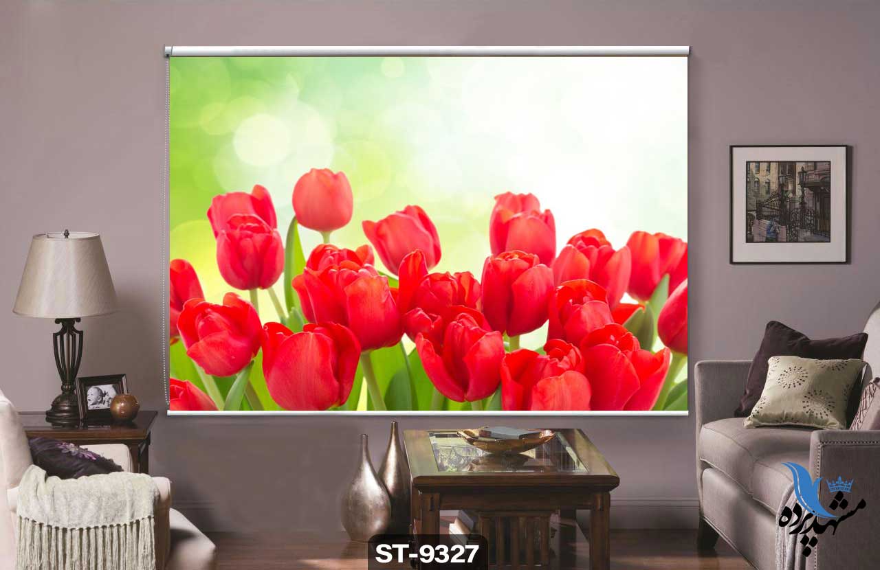 پرده شید رول تصویری طرح گل شقایق کد ST9327 پرده شید رول تصویری طرح گل شقایق کد ST9327