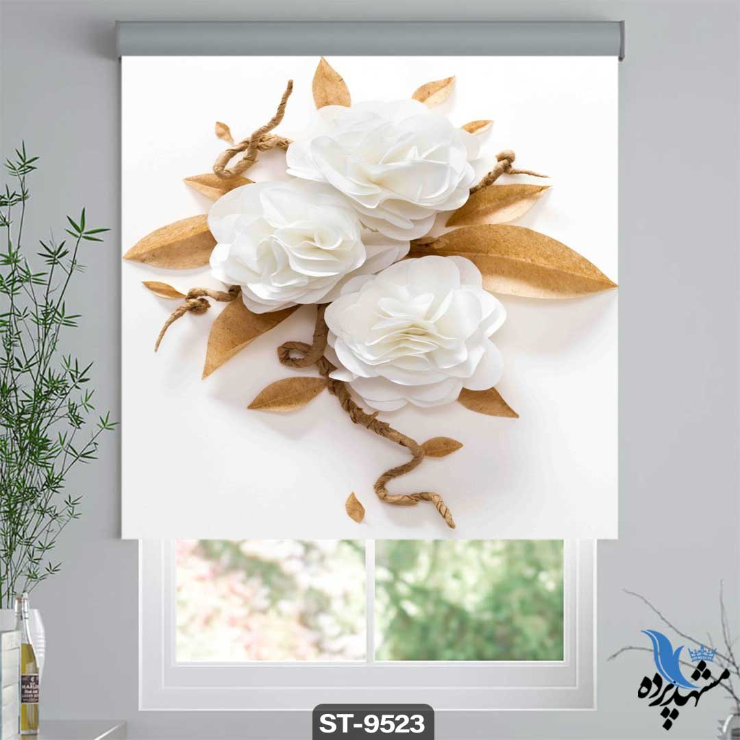 پرده شید رول تصویری طرح گل رز کد ST9523 پرده شید رول تصویری طرح گل رز کد ST9523