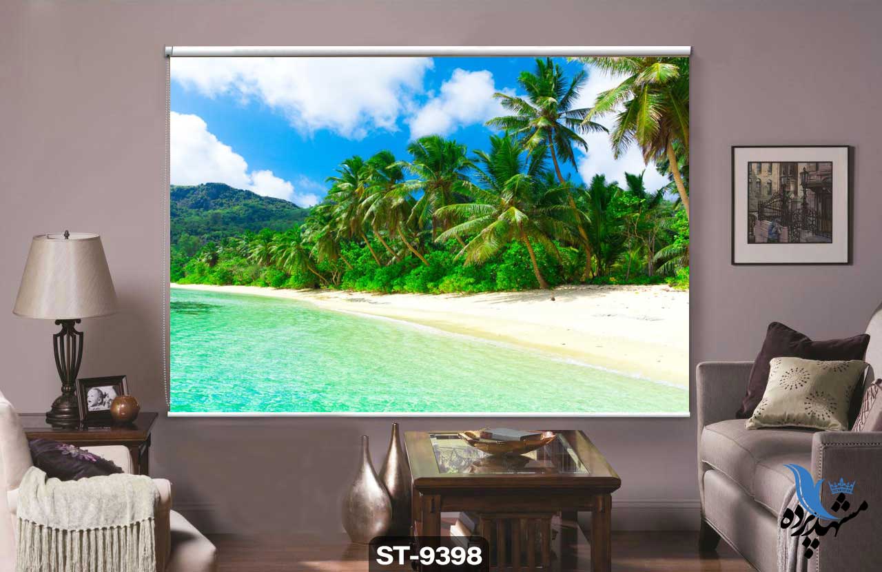 shaderoll-curtain-nature-st-9398 پرده شیدرول تصویری طرح ساحل کد ST9398 - 1