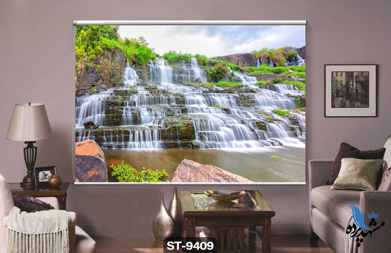 shaderoll-curtain-nature-st-9409 پرده شید رول تصویری سه بعدی آبشار کد ST9409