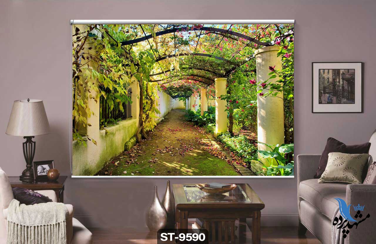 shaderoll-curtain-nature-st-9590 پرده شیدرول تصویری باغ و منظره کد st-9590 - 1