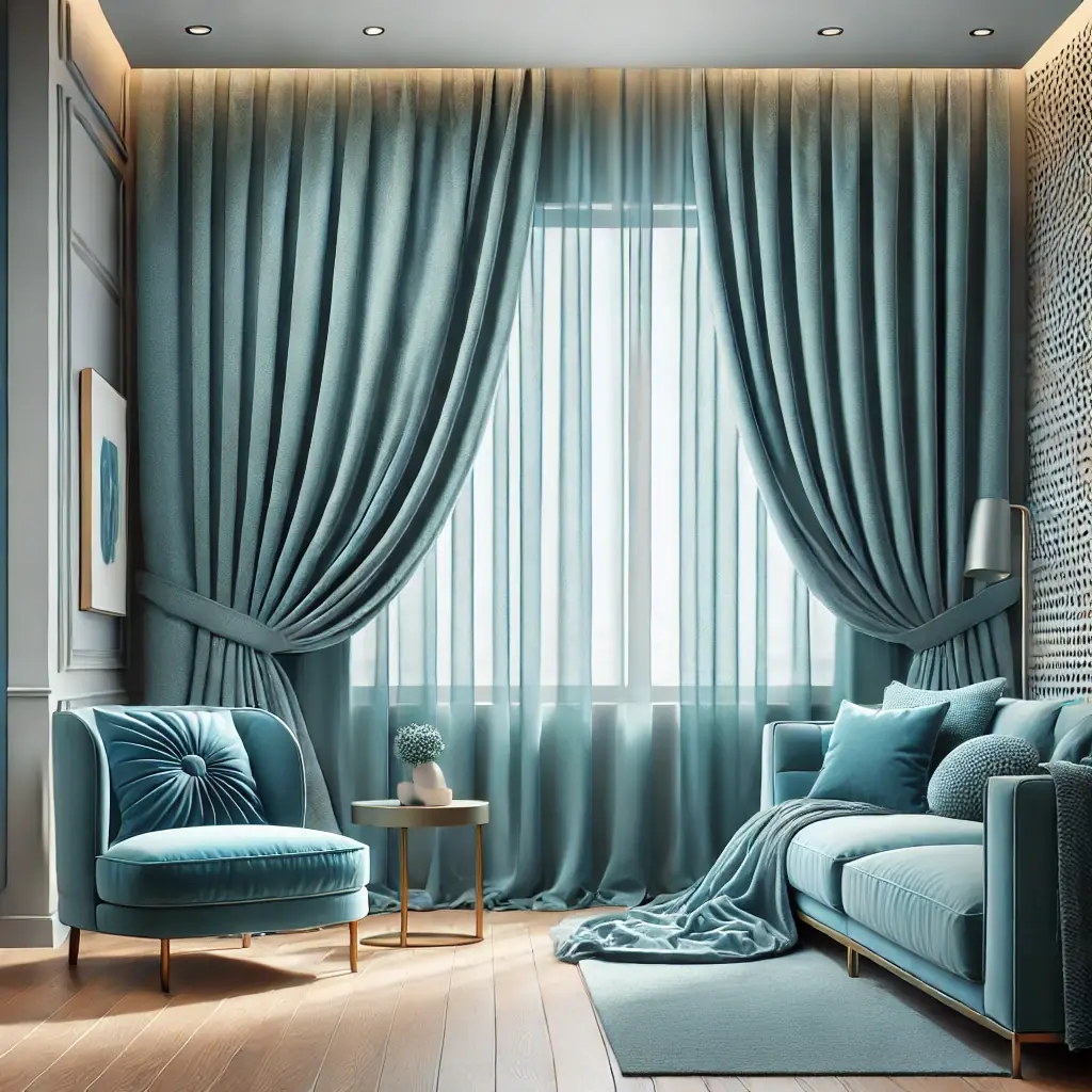 دیزاین پرده پانچ فیروزه ای-مشهدپرده
