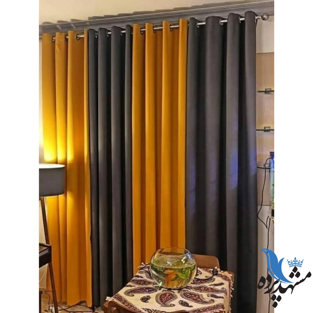 پرده پانچ هازان ذغالی و نارنجی-مشهدپرده